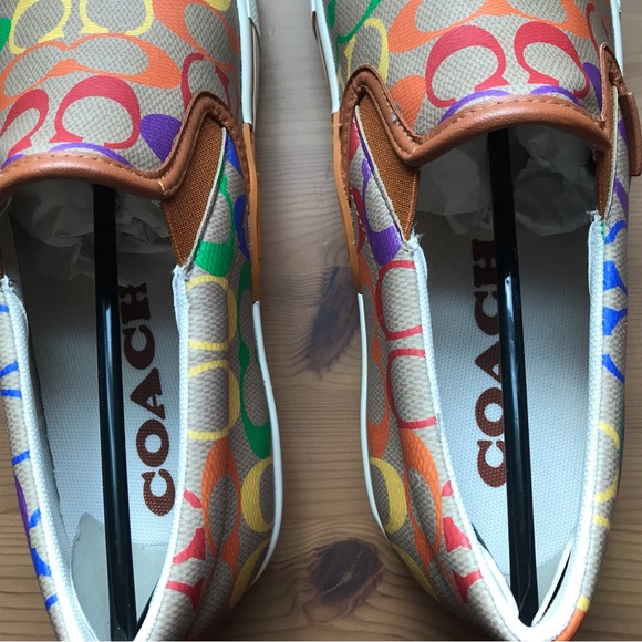 🌈 Coach Skate Slip On Sneaker In Rainbow Signature Canvas *Special Edition* - Picture 8 of 13